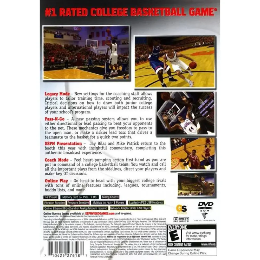 ESPN College Hoops 2K5 (Sony PlayStation 2) CIB.